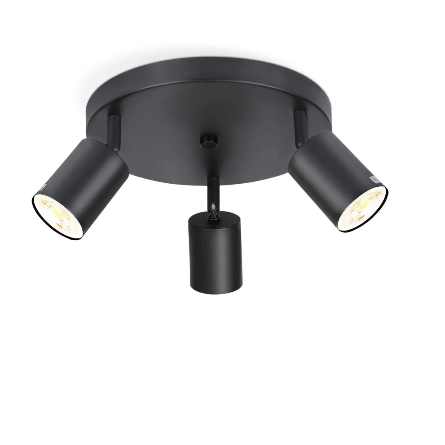 ZMH LED Deckenstrahler 3x GU10 Schwarz 350 Grad Schwenkbar für Innenbereich ohne Leuchtmittel