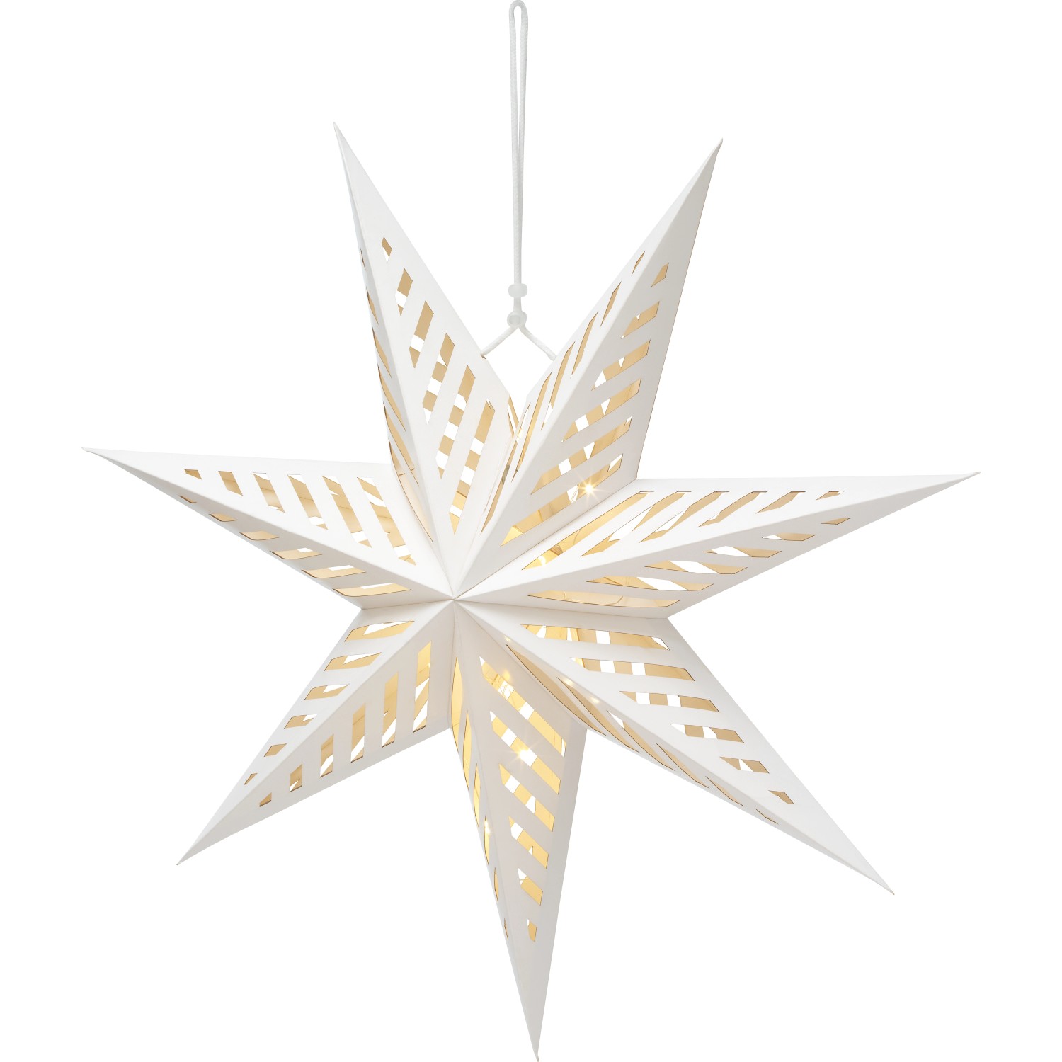 Papierstern mit LEDs 45 cm x 45 cm x 17 cm Weiß