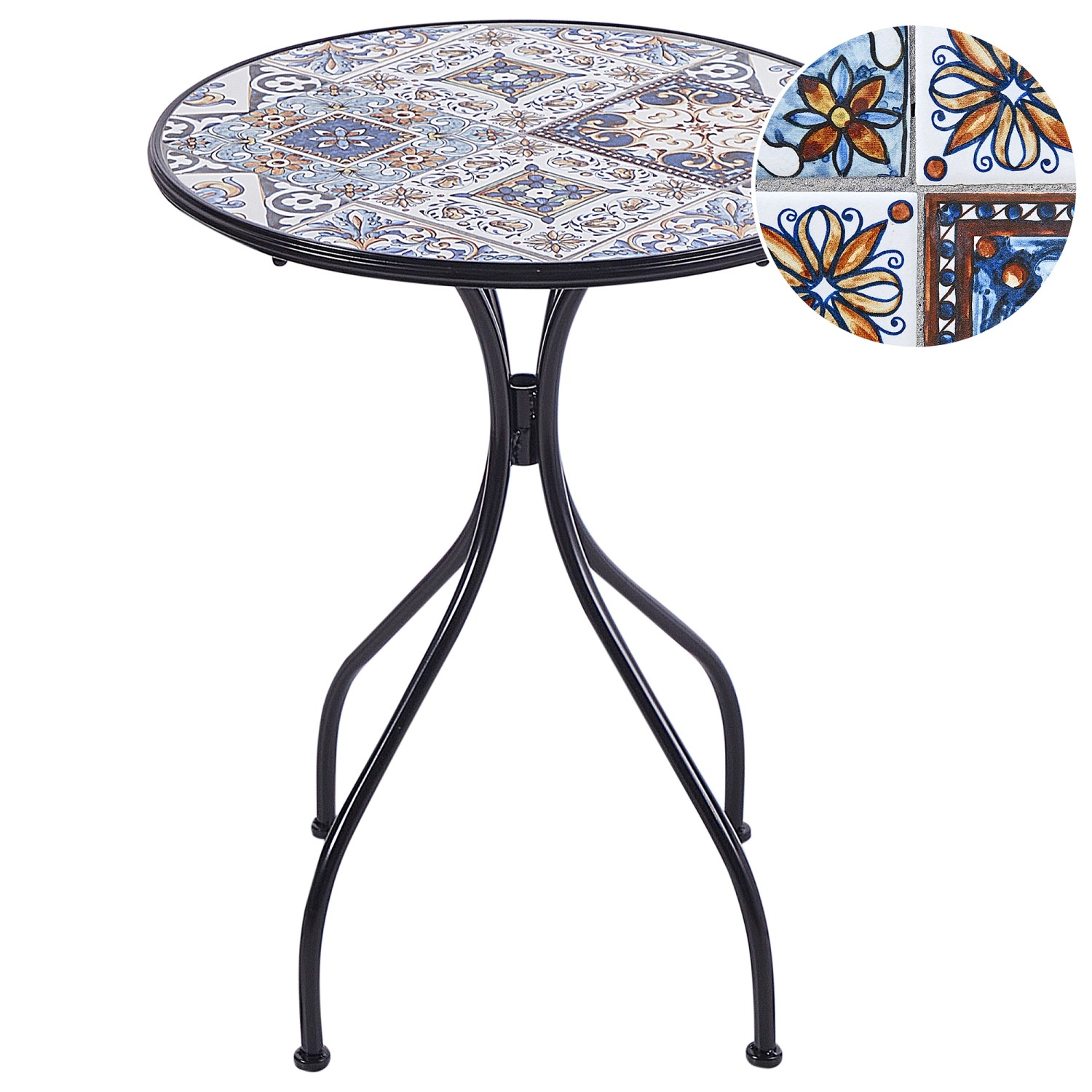 Beliani Gartentisch CIVITA Schwarz Blau Braun 60x60x75 günstig online kaufen