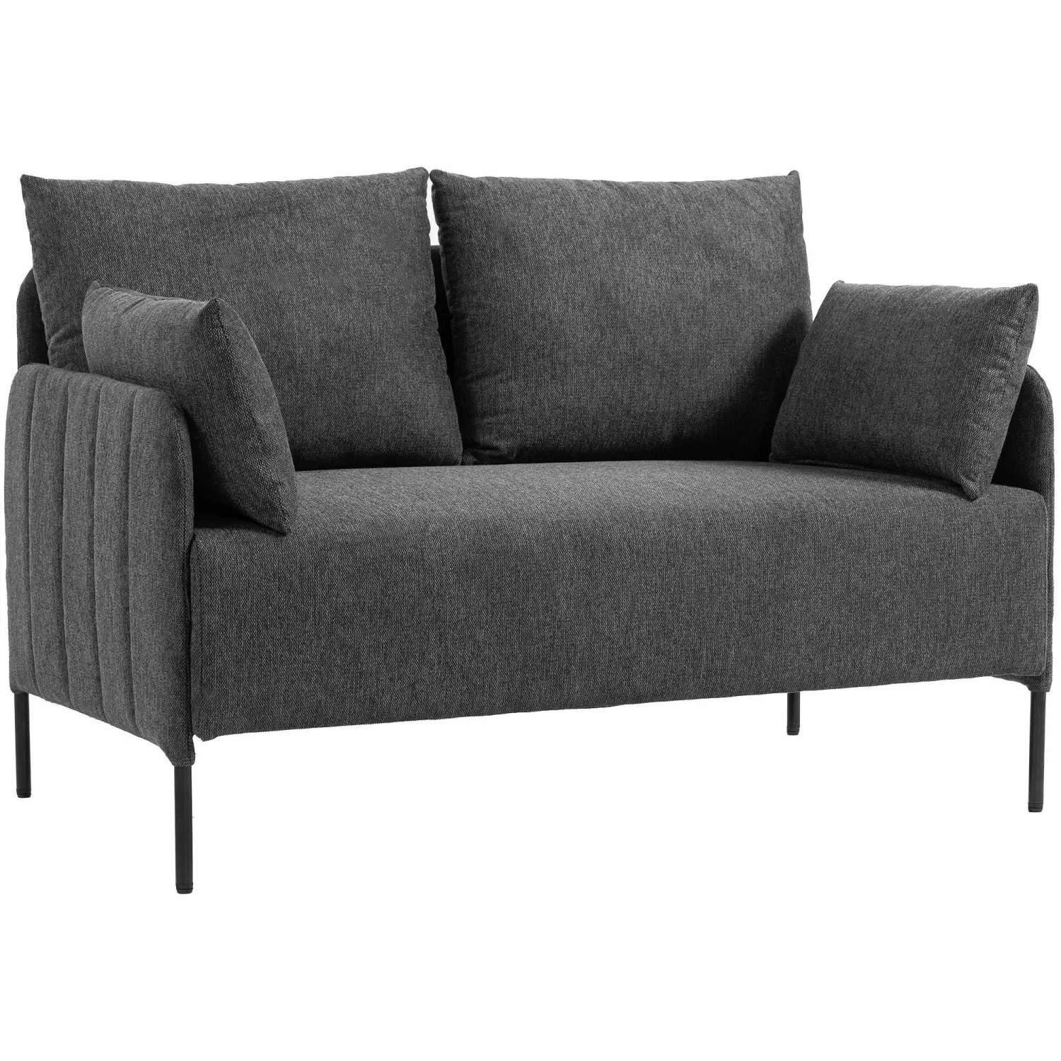 DELUKE Couch BERND 2-Sitzer Stoff 131x79x79cm Stoff Schwarz Sofa Loungesofa für Wohnzimmer Schlafzimmer Leseecke