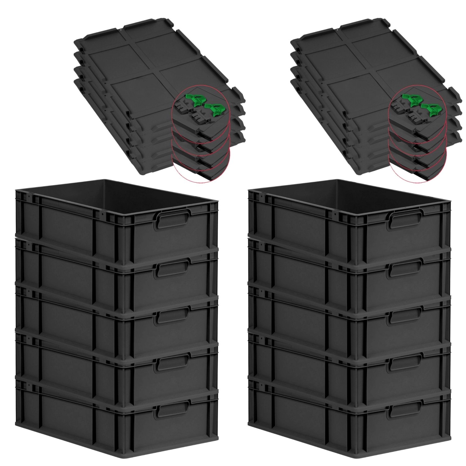 PROREGAL SuperSparSet 10x Eurobox Nextgen Grip Mit Scharnierdeckel Und Grün günstig online kaufen