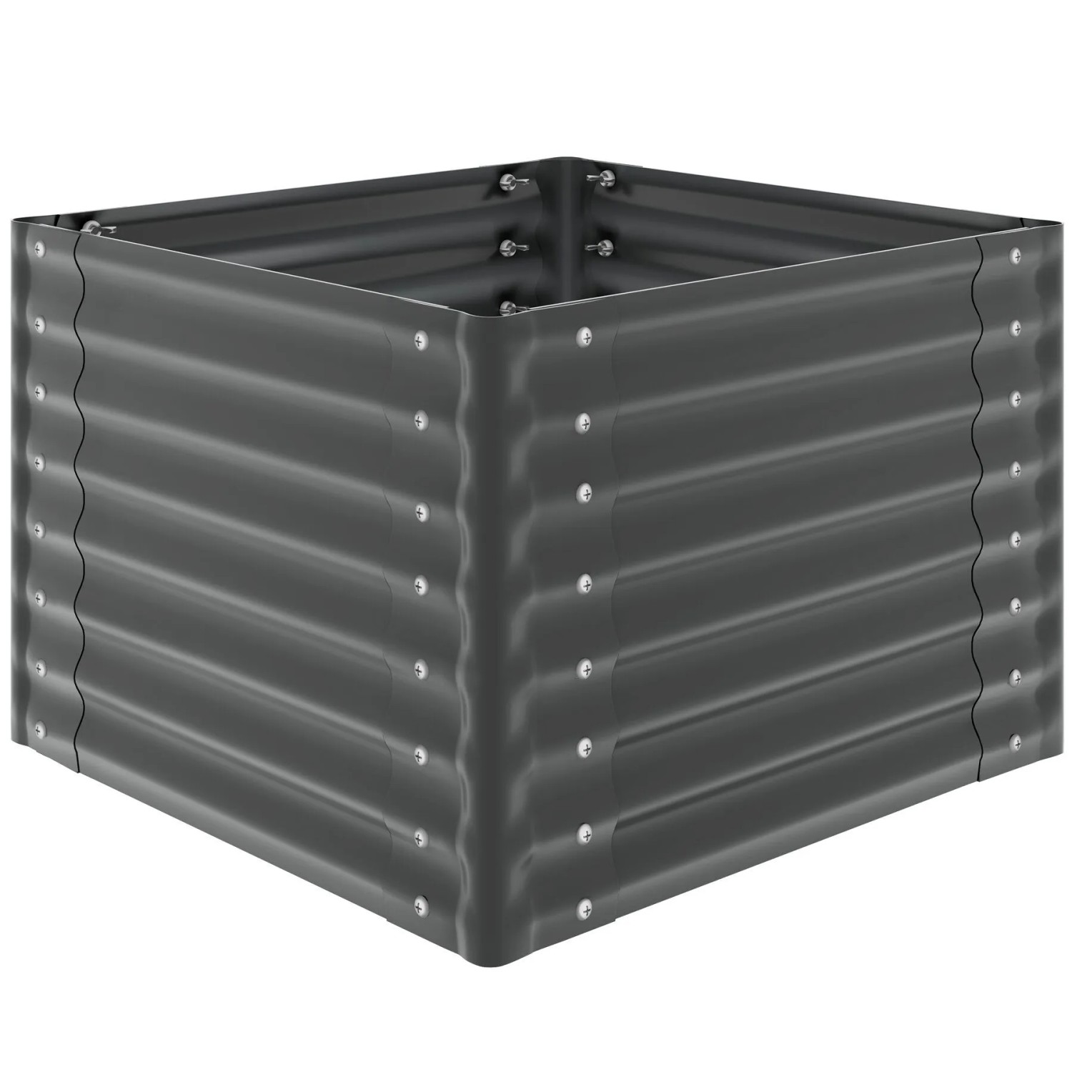 Tectake Hochbeet Salvia Aus Verzinktem Stahl 380 Liter Fassungsvermögen 80 X 80 X 62 Cm Grau