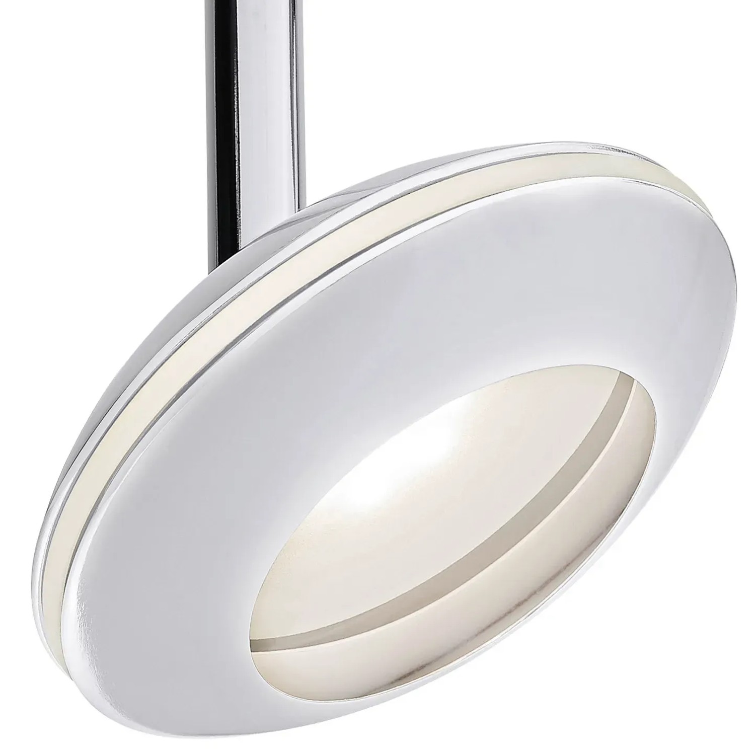 Moderner LED-Spot Vidor 2er in Chrom mit satiniertem Glasring für angenehmes Licht.