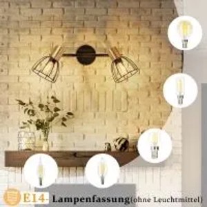 ZMH Wandlampe Vintage, 2-flammig, schwarz, schwenkbar, mit Käfigschirmen. E14 Fassung, ohne Leuchtmittel.