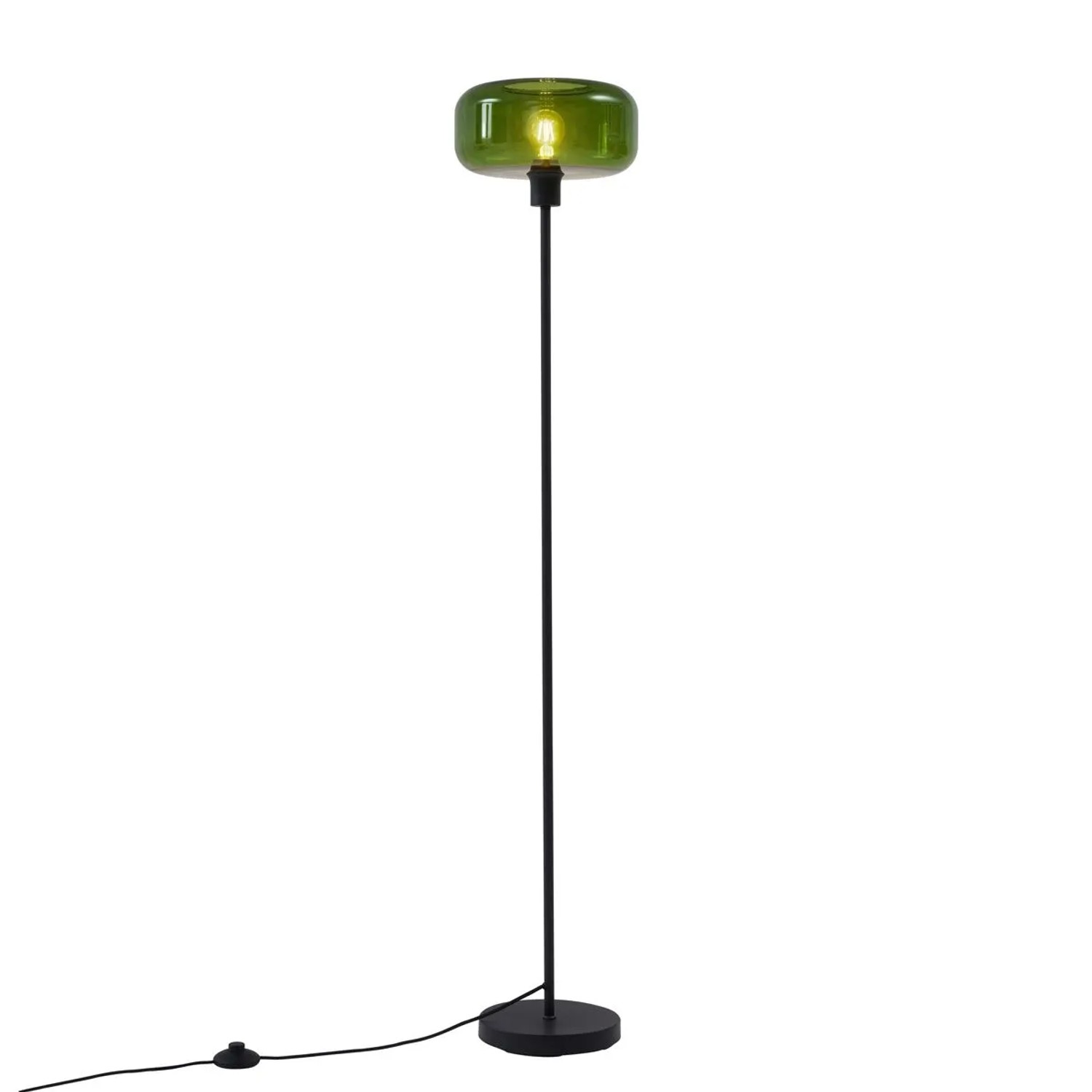 QAZQA Retro Stehleuchte Schwarz mit Grünglas Bizle