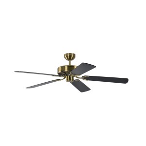 Pepeo Deckenventilator Potkuri, 132 cm, Messing Antik/Schwarz, mit Zugkette.