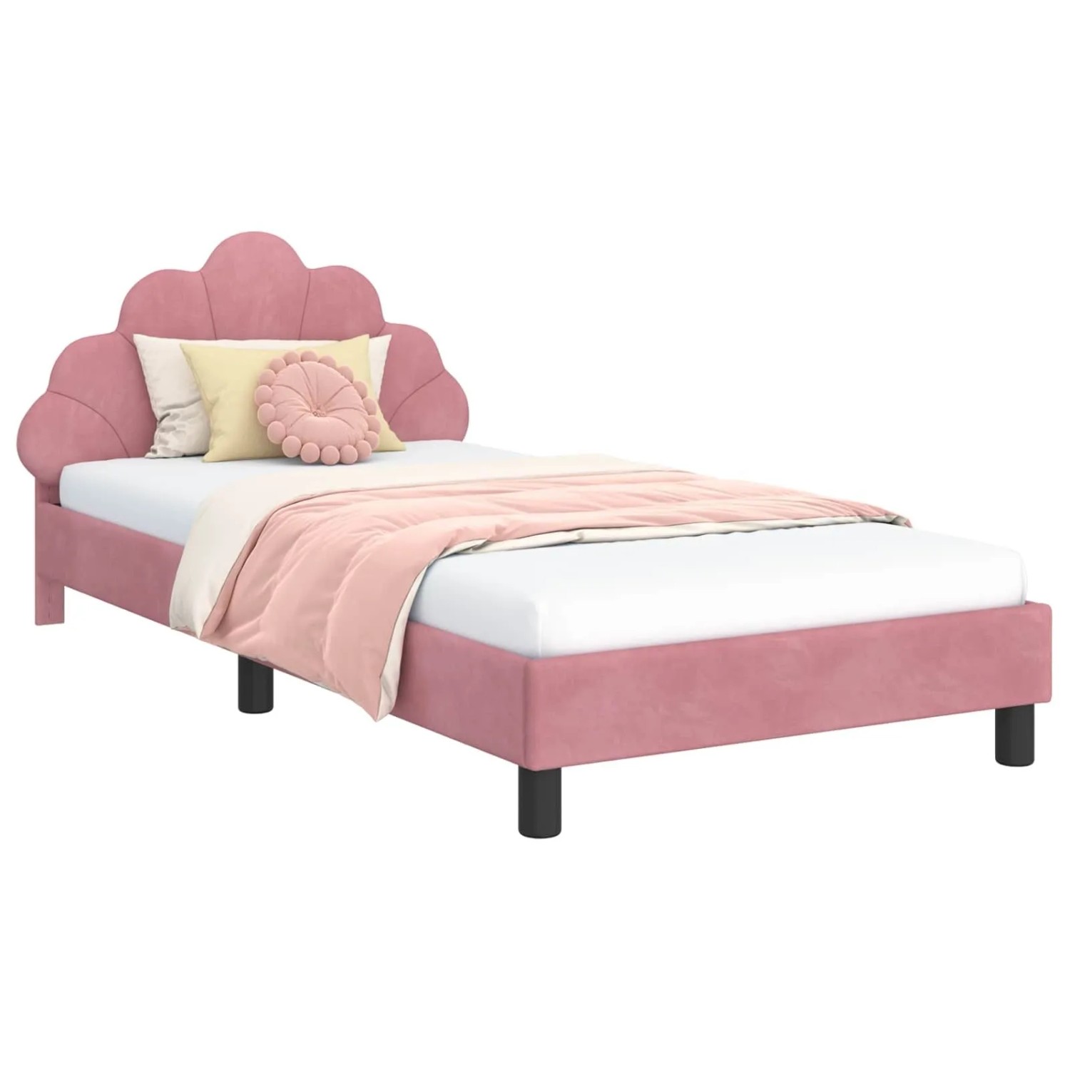 vidaXL Kinderbettgestell mit Kopfteil Rosa 90 x 200 cm Samt 42011165 günstig online kaufen