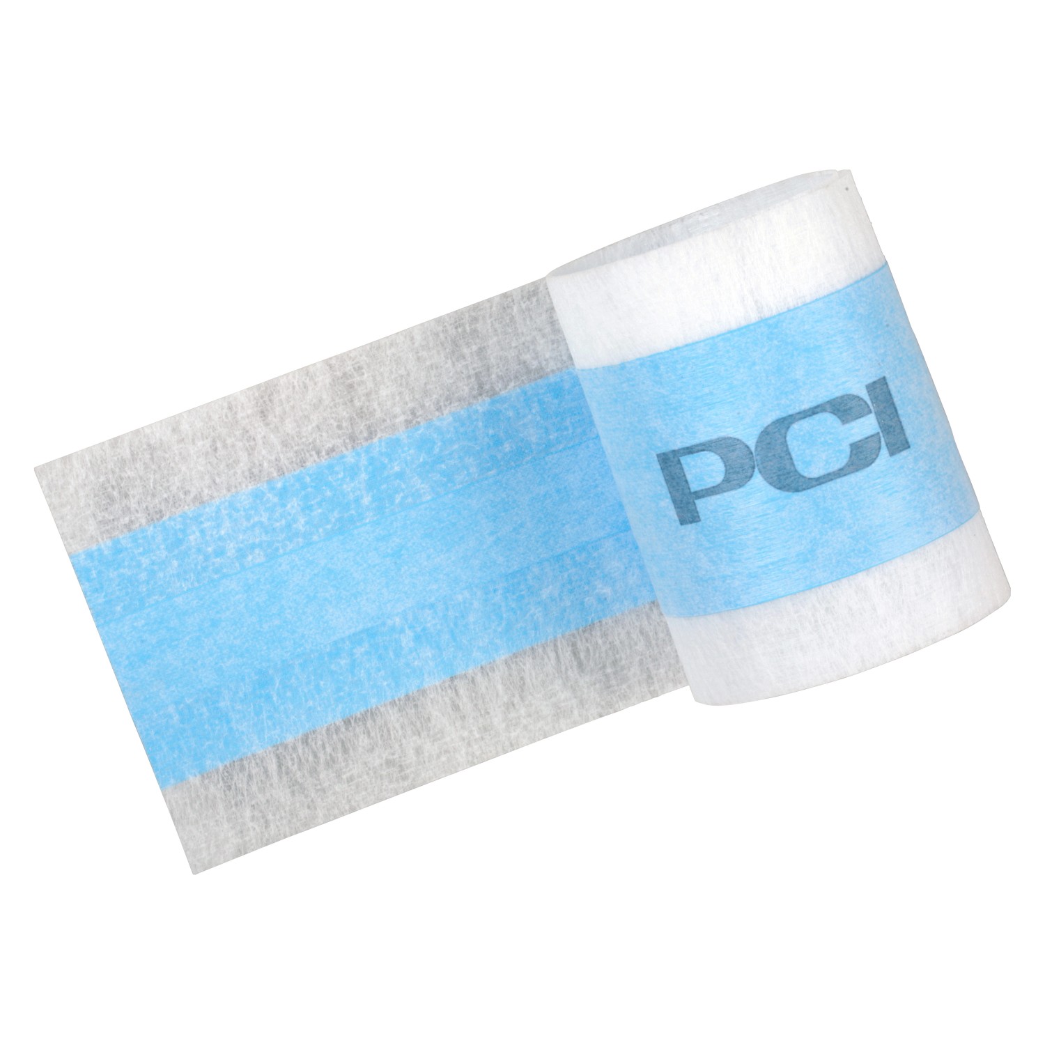 PCI Pecitape 120 Spezial-Dichtband als Rollenware, blau-weiß, für wasserdichte Fugen.
