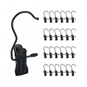 Relaxdays Stiefelklammern 25er Set Eisen/PVC Schwarz Drehbar Rutschfest 10,5 cm x 5 cm x 2 cm