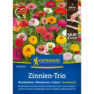 Kiepenkerl Zinnien Oklahoma Formelmischung: Farbenfrohe Zinnienblüten in verschiedenen Farben.