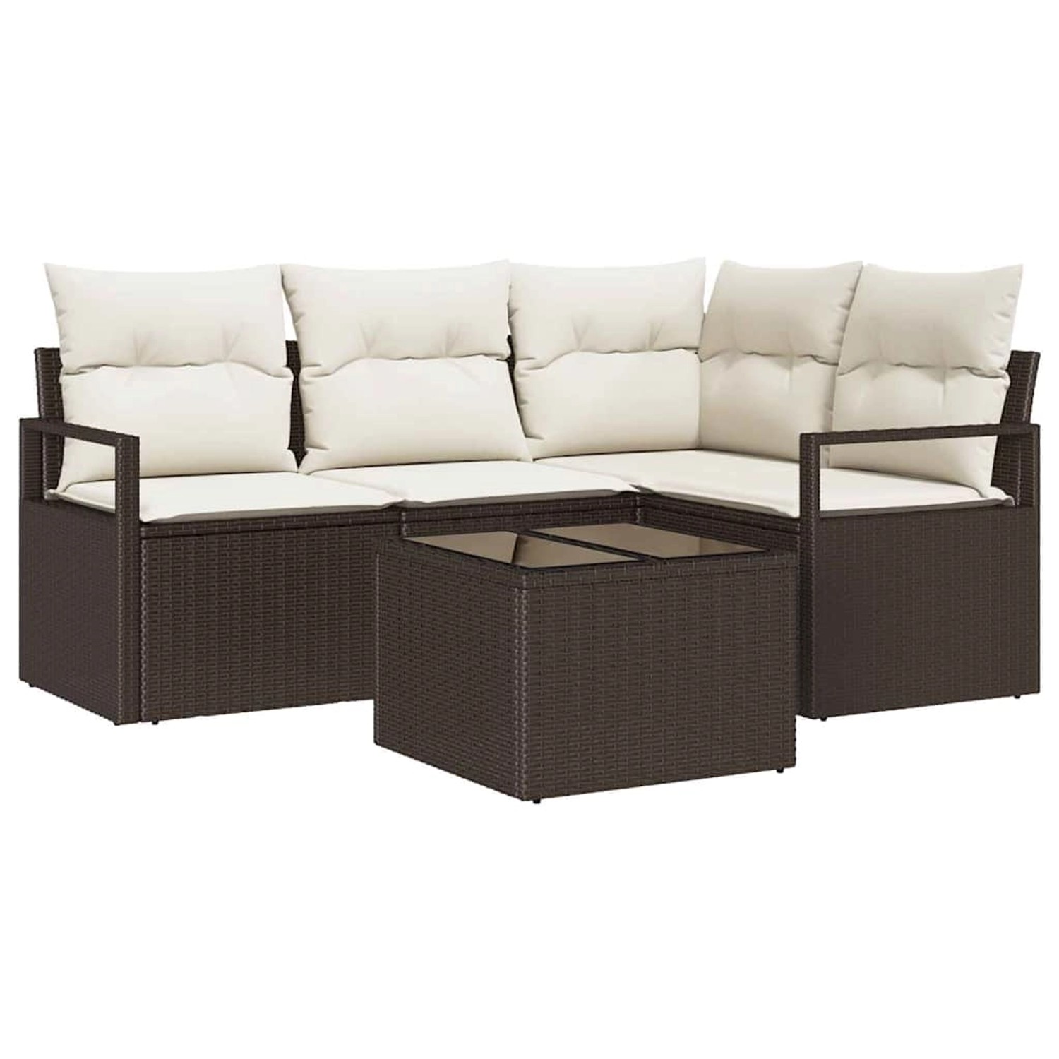 vidaXL Garten-Sofa-Set 5-Tlg Braun Poly Rattan 3346368 günstig online kaufen