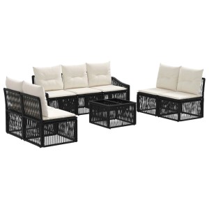 vidaXL Gartensofa-set 8 Stk Schwarz Poly-Rattan 3435976
