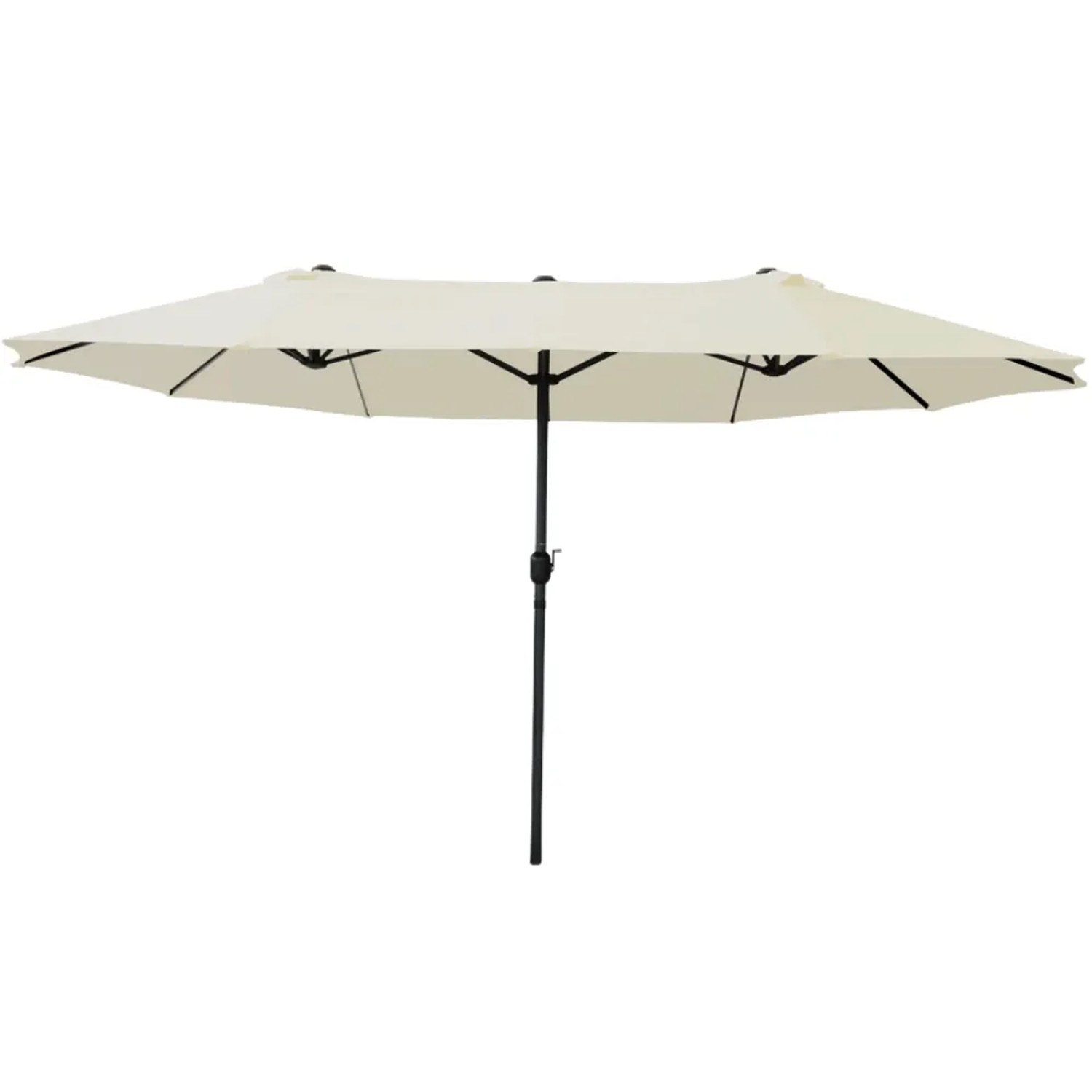DELUKE Doppelsonnenschirm 450x260cm KOGO XXL Sonnenschirm Großer Schirm UV-Beständig Gartenschirm mit Kurbel Creme