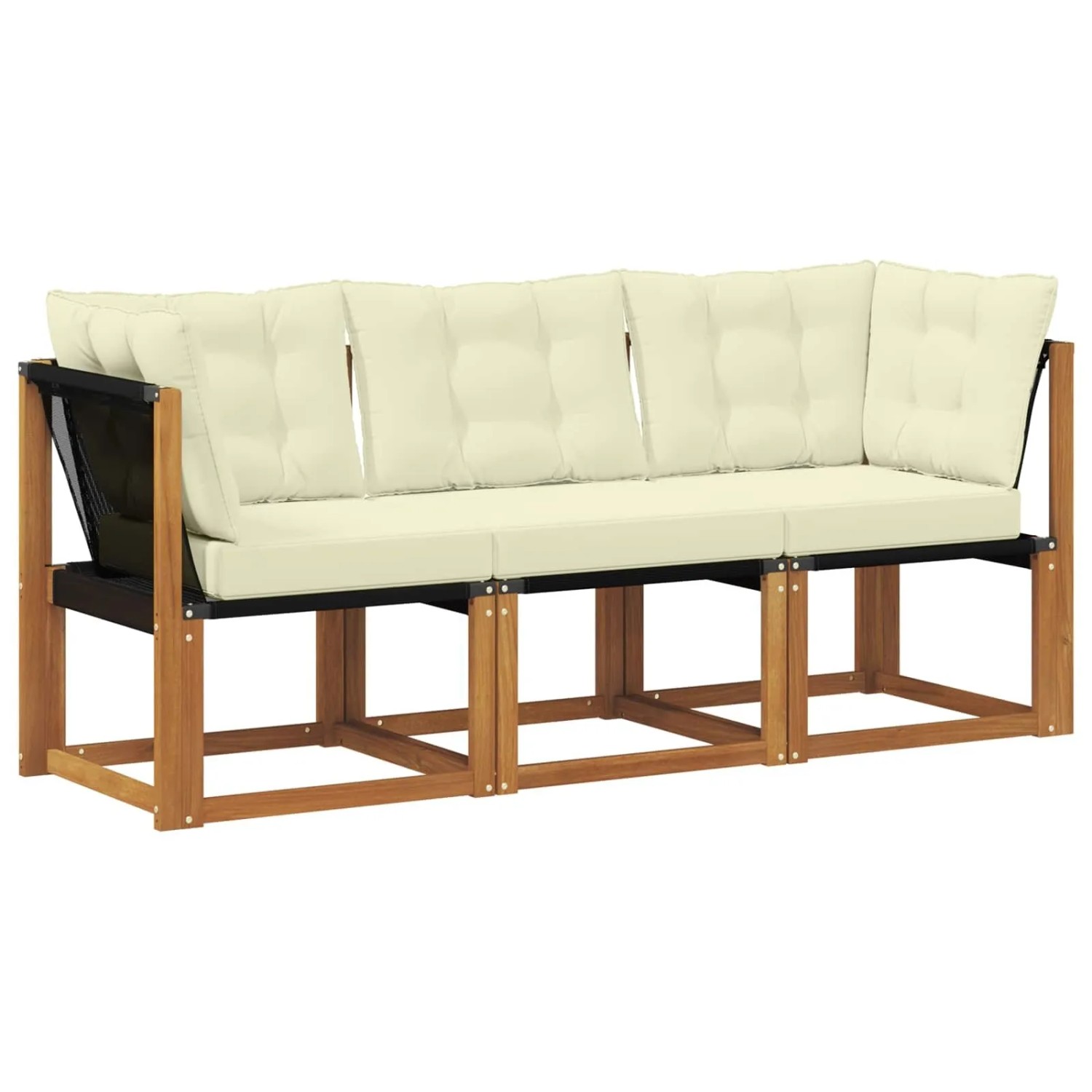 vidaXL Outdoor Mittel- und Ecksofa mit Kissen 3 Stück Natur 900621