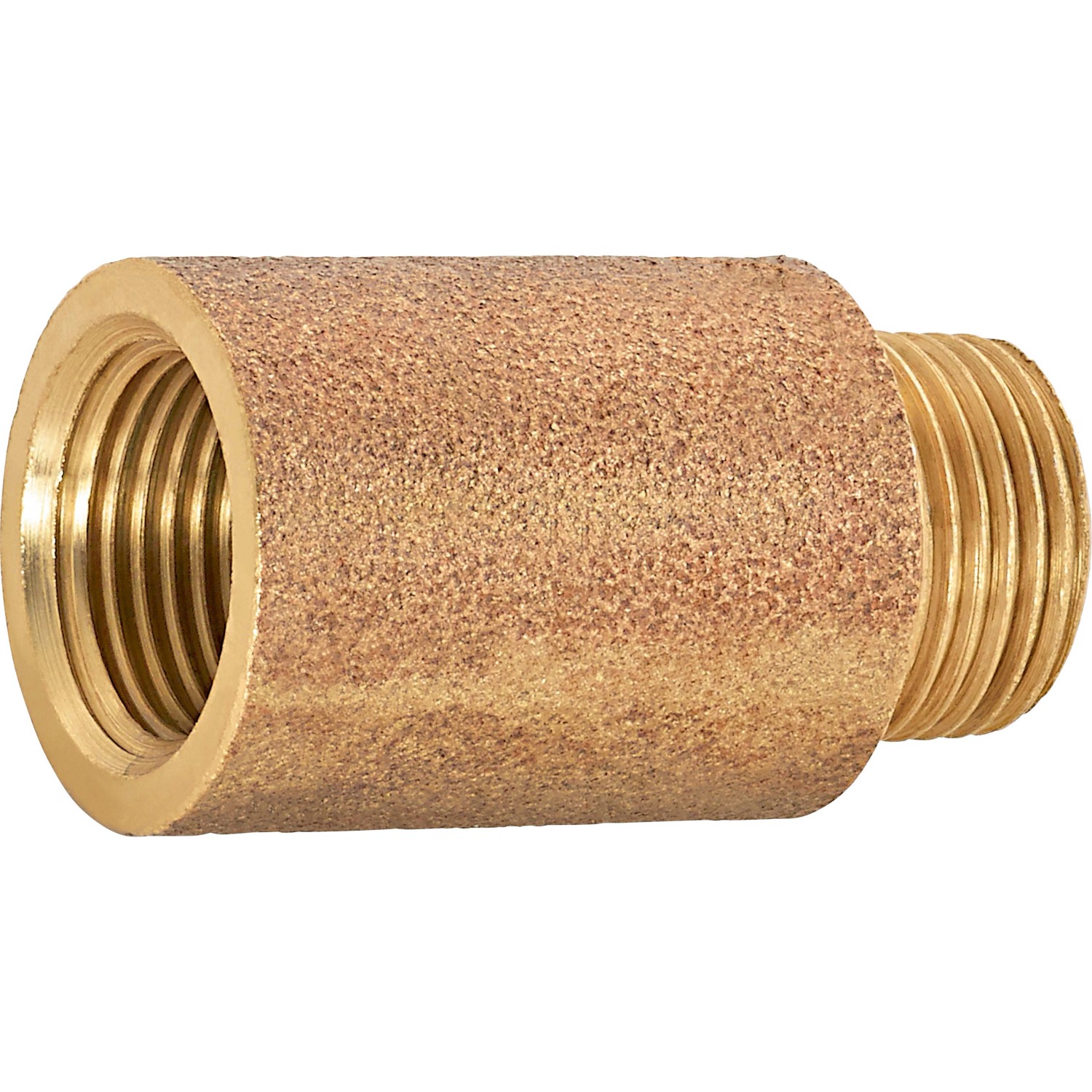 Hahnverlängerung aus Rotguss, 30 mm, mit Innen- und Außengewinde für Trinkwasser- und Heizungsinstallation.