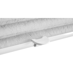 Detailaufnahme: Hellgraues Tageslicht-Spannplissee Valeria, 75x130 cm, mit Bedienelement.