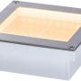 Quadratischer Paulmann LED Bodeneinbaustrahler Brick mit Edelstahlrahmen und warmweißem Licht.
