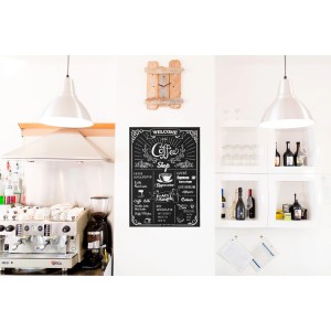 Komar Deko-Sticker Coffeeshop, Wandtattoo mit Kaffeehaus-Motiv in Szene gesetzt.