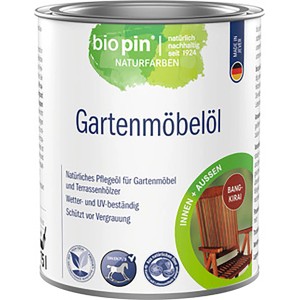 Biopin Gartenmöbelöl Bangkirai, 750ml Dose für Holzmöbel im Garten.