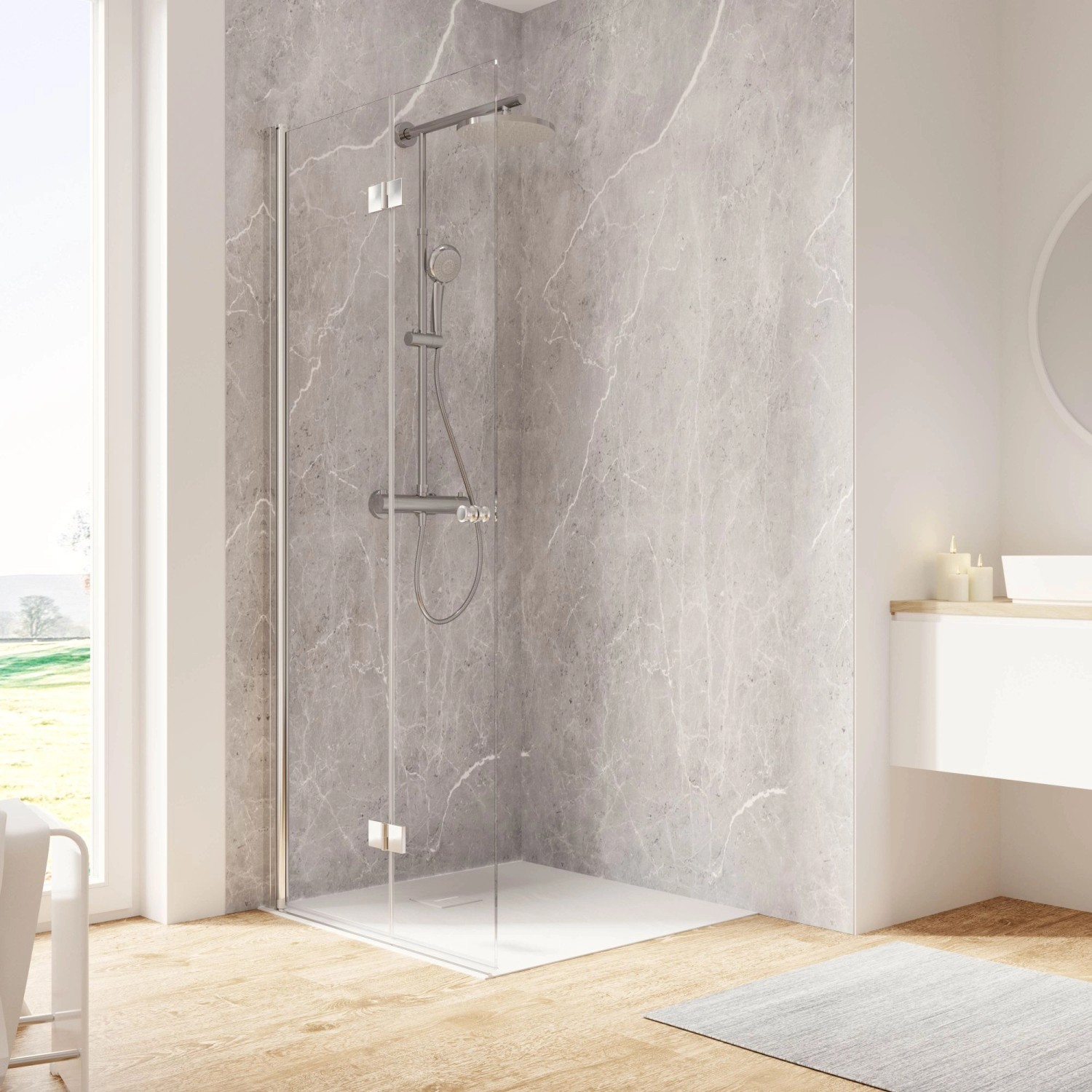 Schulte Duschkabine Walk In Drehfalttür Garant 2.0 Links 120x200 cm Chromoptik