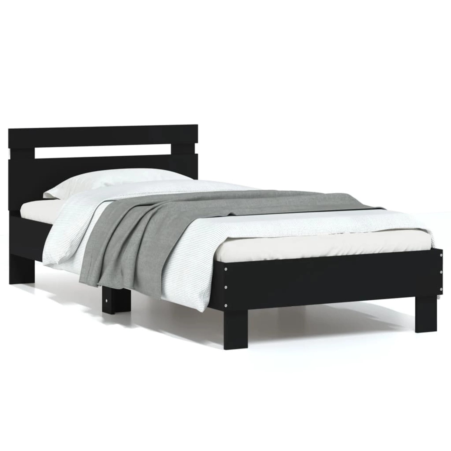 vidaXL Bettgestell mit Kopfteil und LED-Leuchten Schwarz 75x190 cm 838751 günstig online kaufen
