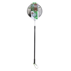 Runder Velda Teichkescher, 35 cm Durchmesser, mit ausziehbarem Teleskopstiel bis 180 cm für Teichpflege.