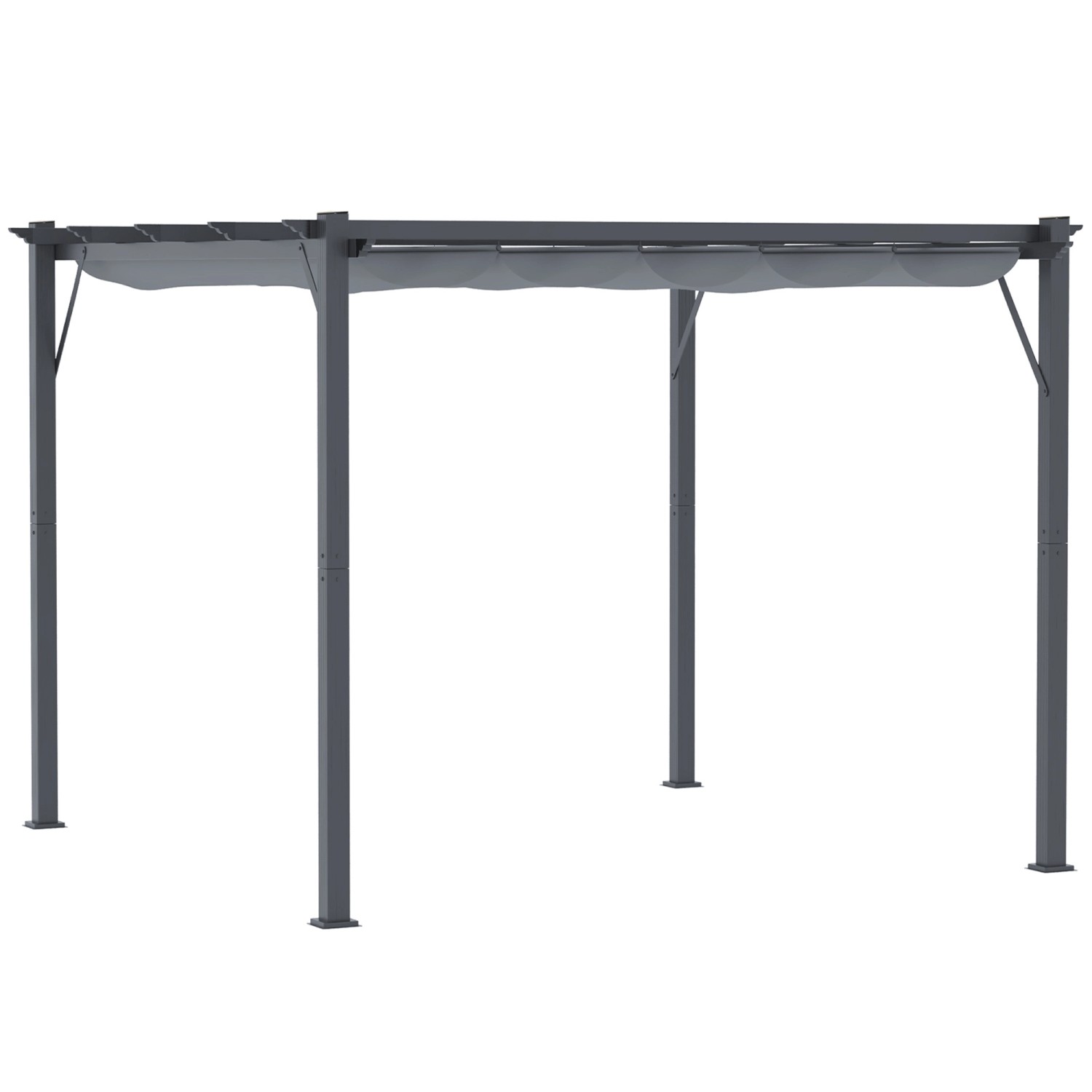 Outsunny Pergola Aluminium Polyester Kohlegrau Dunkelgrau 300L x 300B x 223 günstig online kaufen