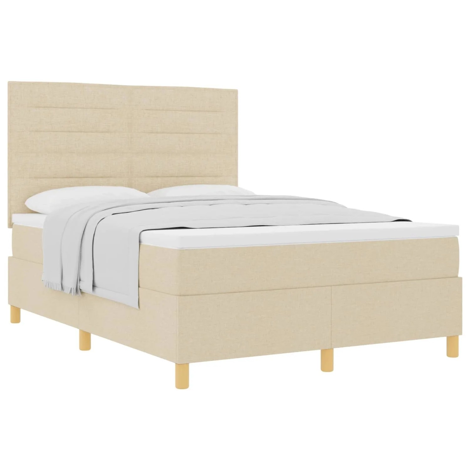 vidaXL Boxspringbett mit Matratze Creme 140 x 190 cm Stoff 3339544