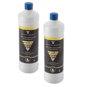 2 Flaschen STAHLWERK Universalreiniger Konzentrat, 1 Liter, mit Citrusduft.