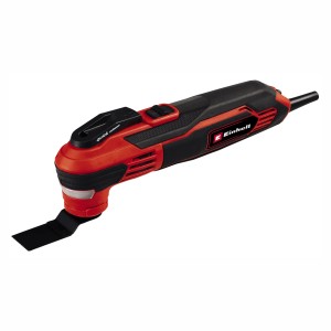Einhell TE-MG 350 EQ Multifunktionswerkzeug in Rot und Schwarz mit montiertem Sägeblatt.