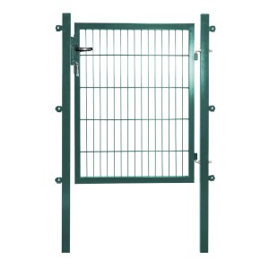 Grünes Gartentor aus Stahl mit Stabmattenfüllung, 125x100 cm, inklusive Schloss und Montagezubehör.