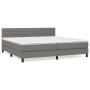 Dunkelgraues vidaXL Boxspringbett 200x200 cm mit Matratze und Kopfteil.