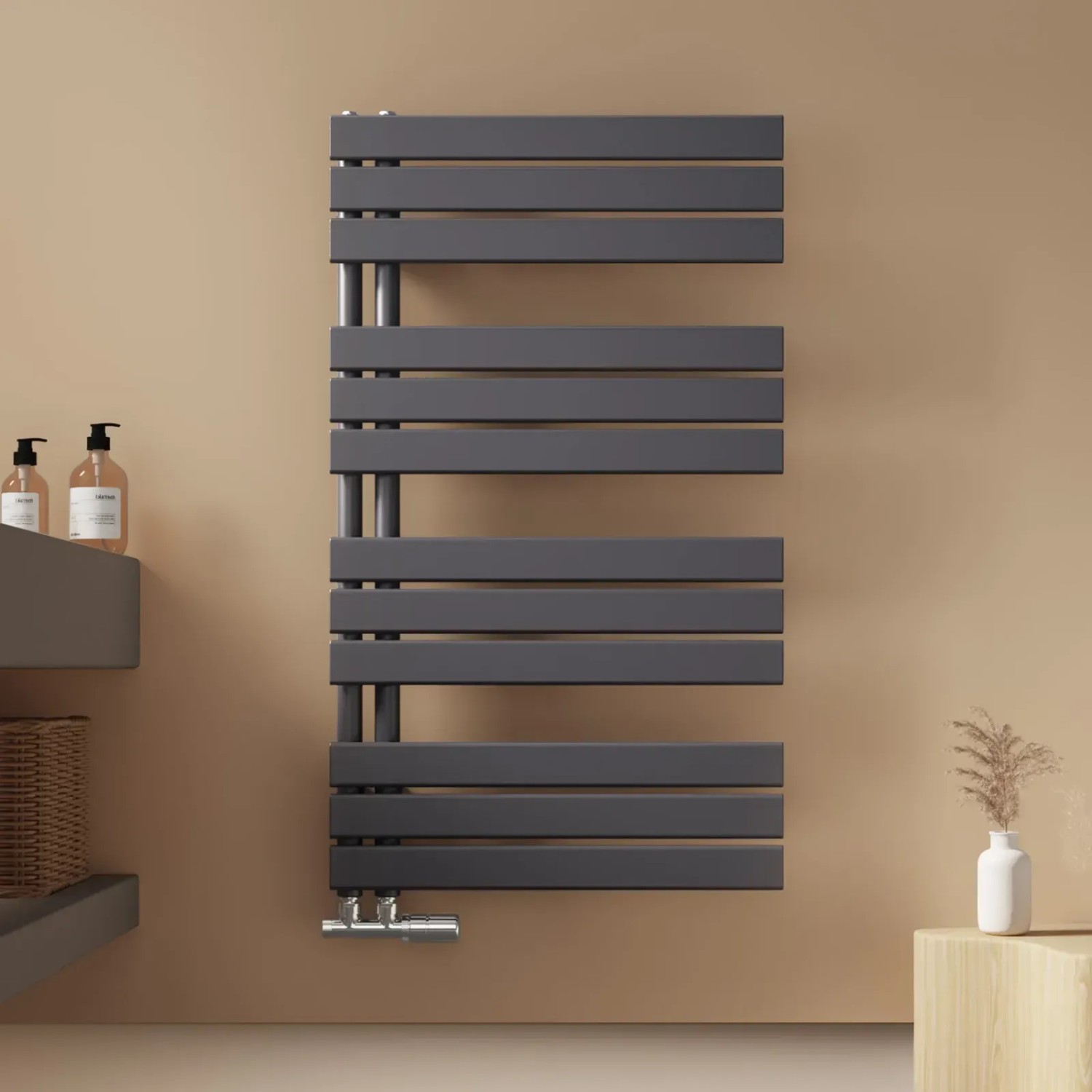 Emke Badheizkörper 100x60cm 670W Anthrazit Handtuchwärmer für Badezimmer Handtuchtrockner_2