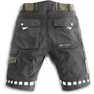Puma Workwear Arbeitsshort Champ Oliv/Carbon Gr. 46, Rückansicht mit Taschen und Reflexstreifen.
