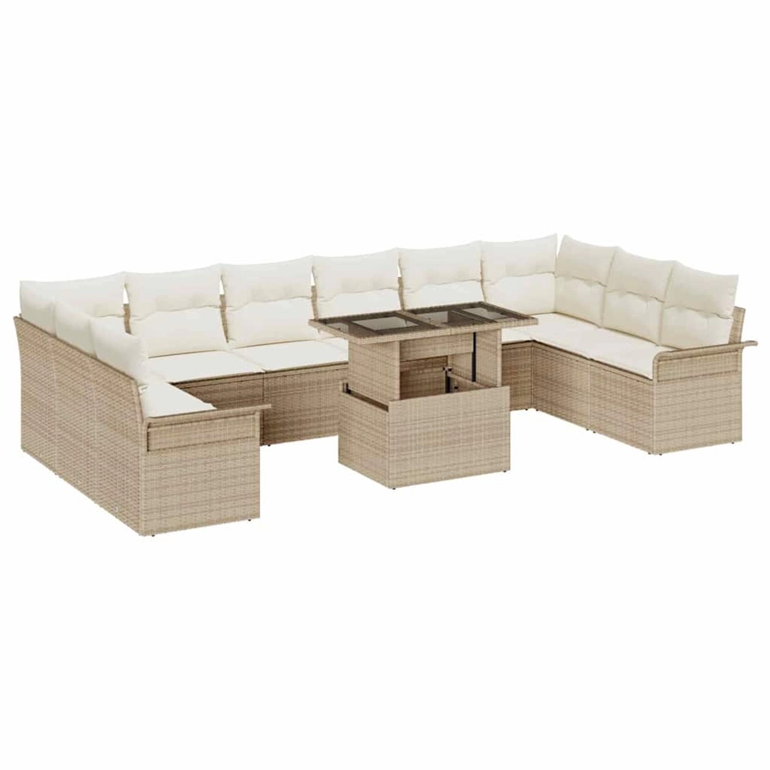 vidaXL Garten-Sofa-Set mit Kissen 11-Tlg Beige Poly Rattan 3348357 günstig online kaufen