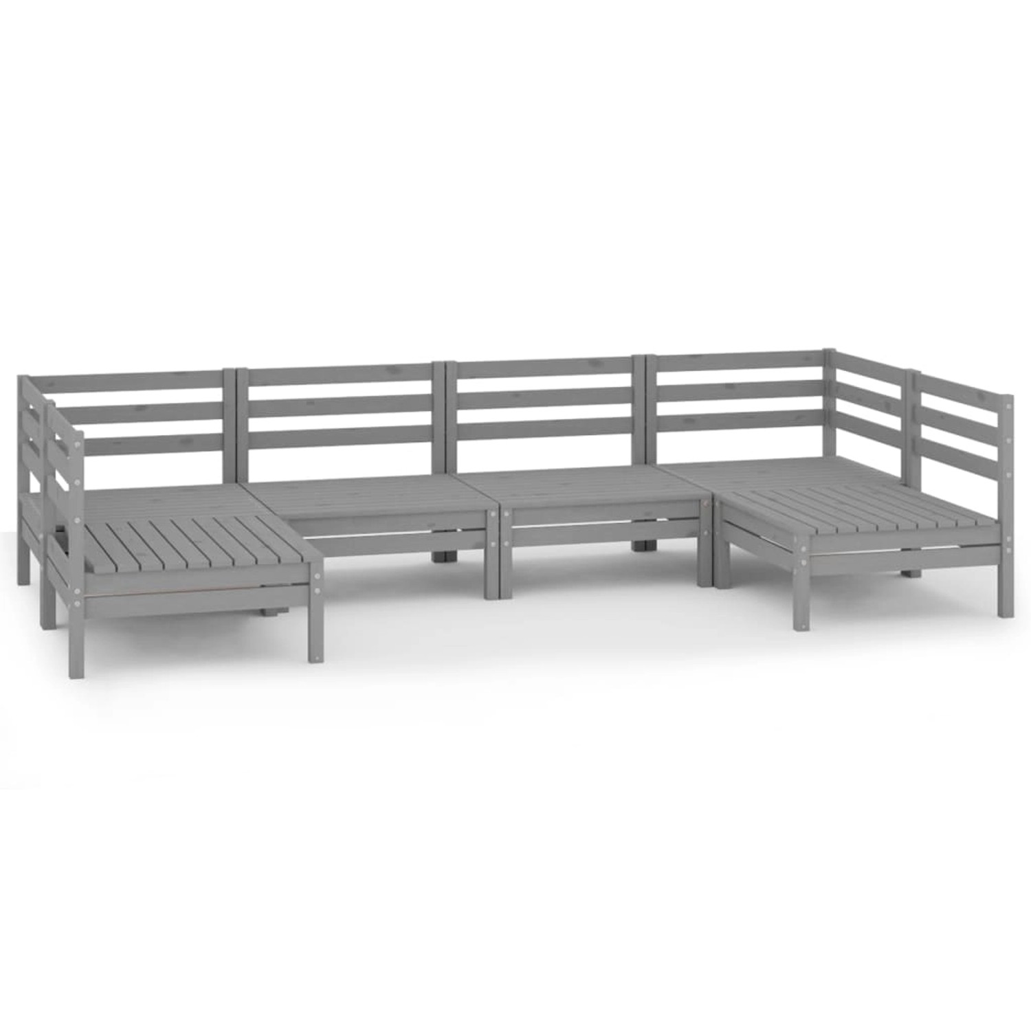 6-tlg. Garten-lounge-set Grau Massivholz Kiefer günstig online kaufen