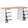 PROREGAL Schreibtisch Kangaroo, Eiche/Weiß, mit 8 Schubladen für Büro/Homeoffice.