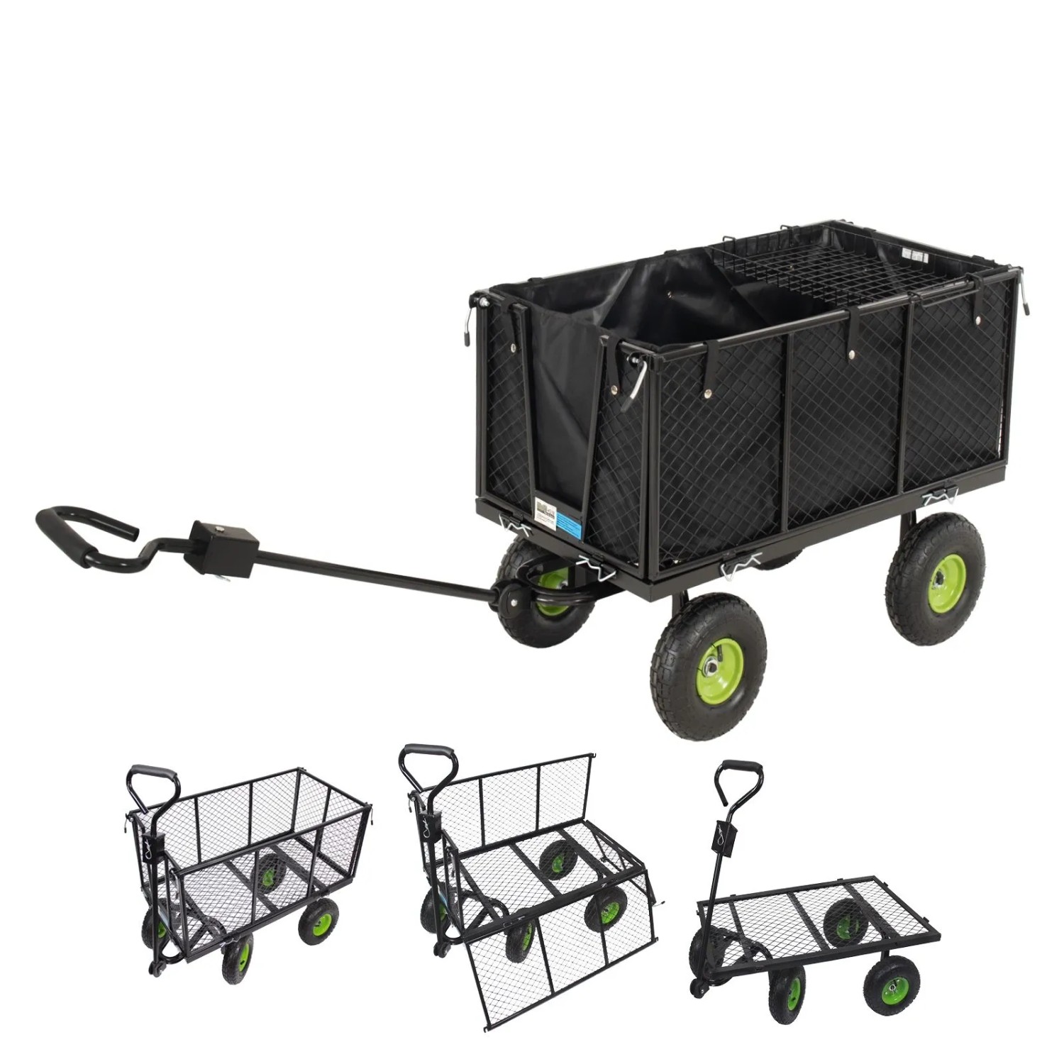 TRUTZHOLM Gartenwagen Herausnehmbare Plane 550 kg Klappbare Gitterwände