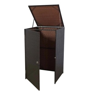 Proregal Mülltonnenverkleidung HxBxT 110x65x66 cm Poly-Rattan 120L Braun Mülltonnenbox Mülltonnenabdeckung