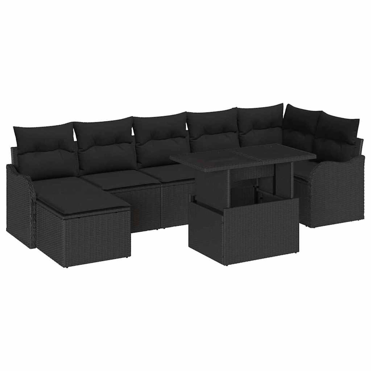 vidaXL Garten-Sofa-Set mit Kissen 8-Tlg Schwarz Poly Rattan 3348509 günstig online kaufen