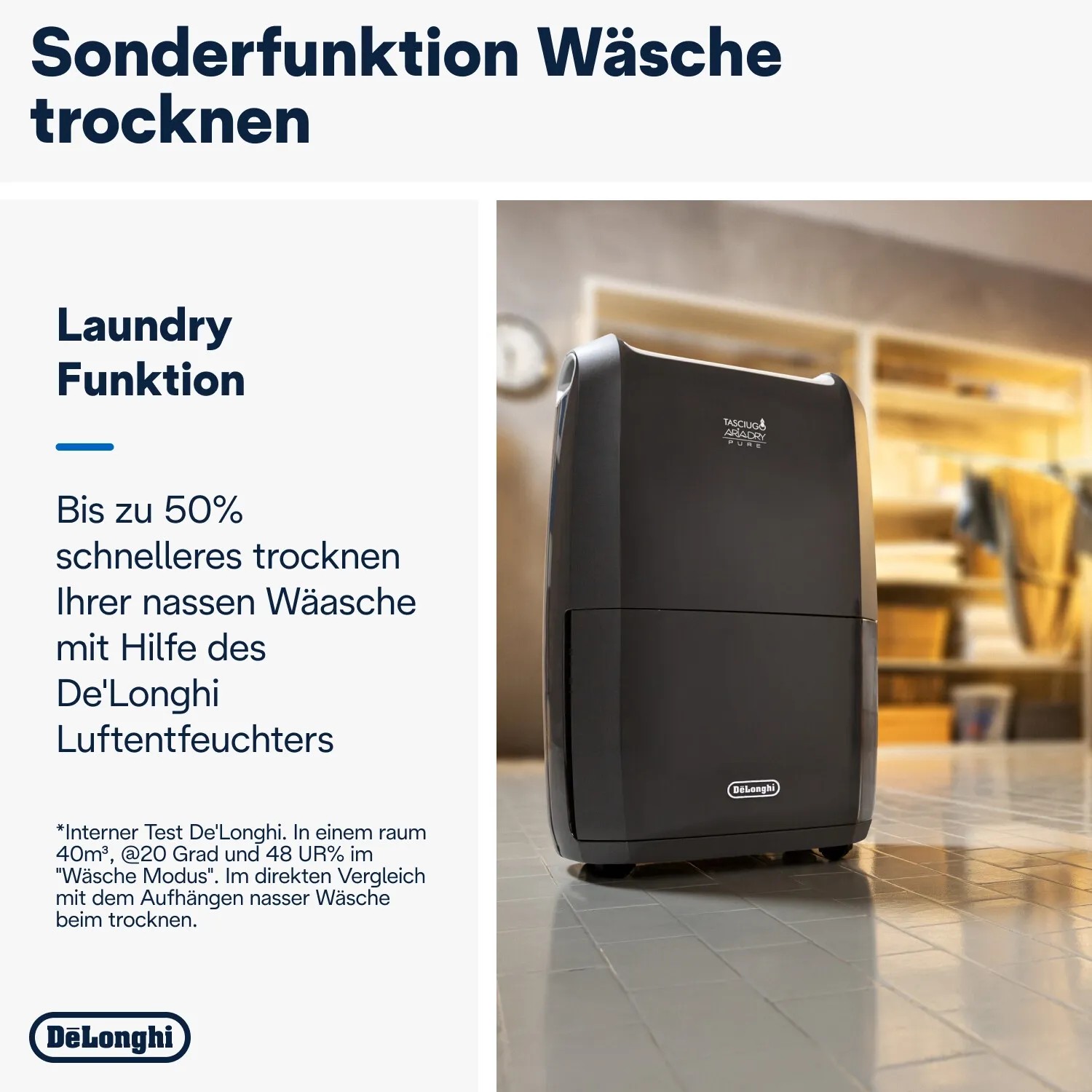 DeLonghi Luftentfeuchter zum Wäsche trocknen, Modell Tasciugo AriaDry Multi.