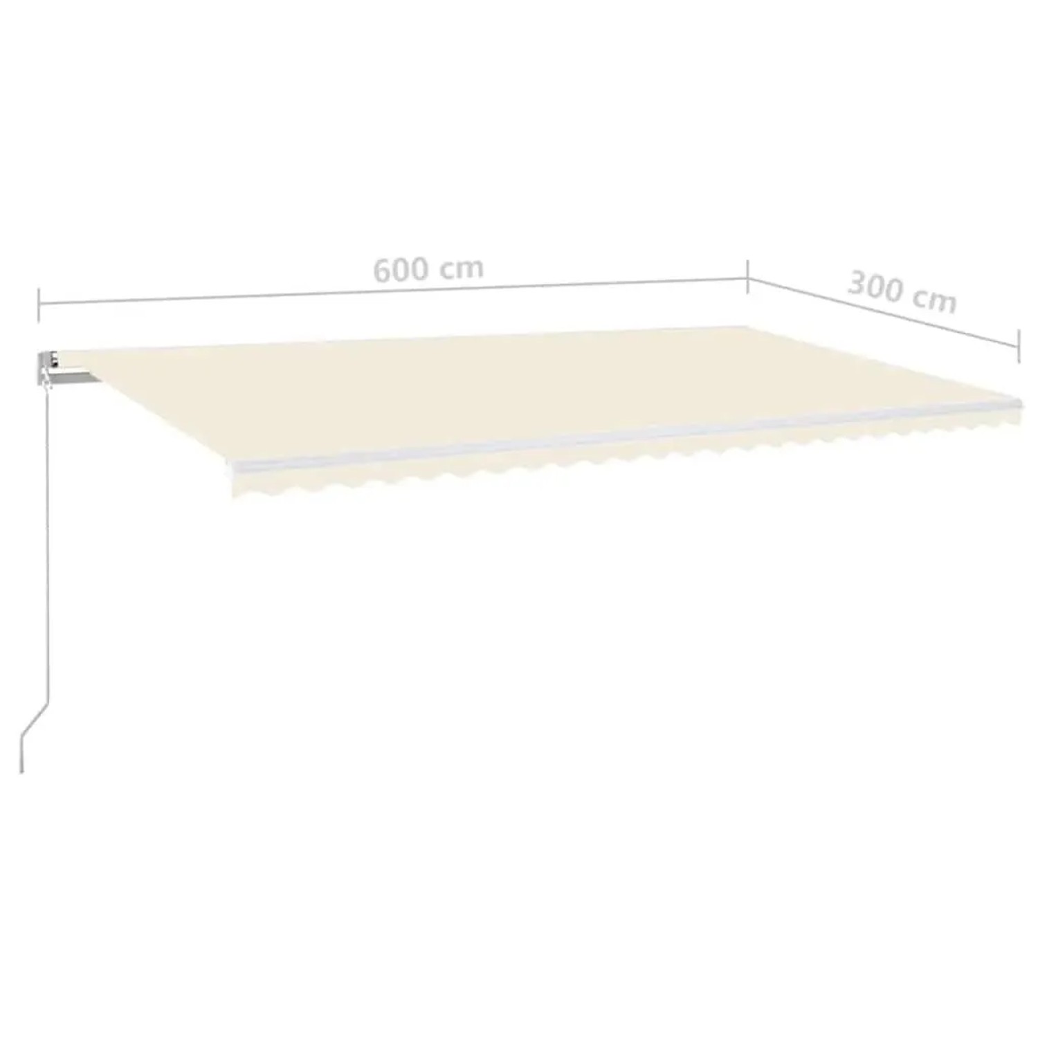 vidaXL Markise Manuell Einziehbar mit LED 600x300 cm Creme 3068962_7
