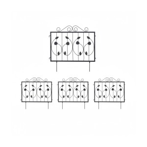 Relaxdays Beetzaun Eisen Schwarz 4er Set 237 cm x 60 cm x 1,5 cm
