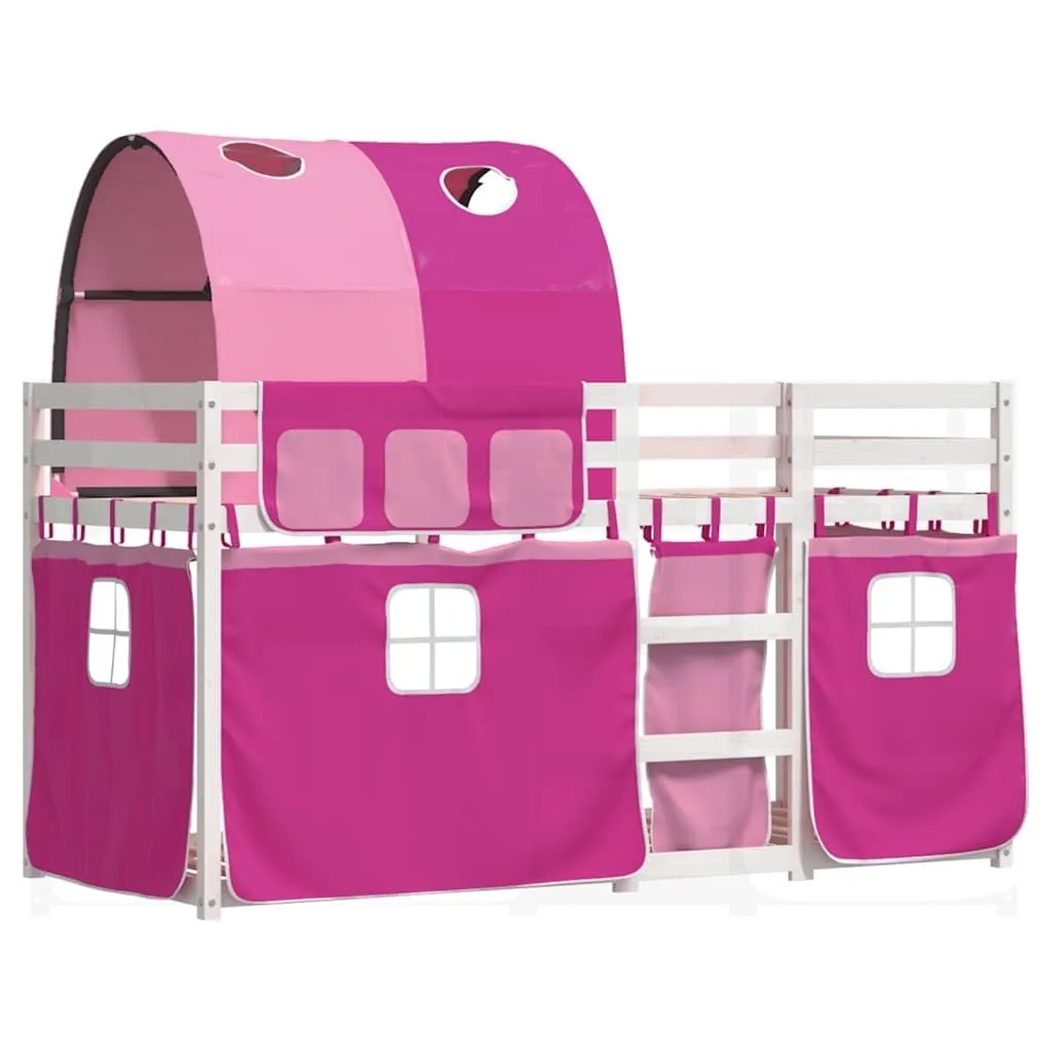 vidaXL Etagenbett mit Vorhängen Rosa 90x200 cm Massivholz Kiefer 3283987 günstig online kaufen