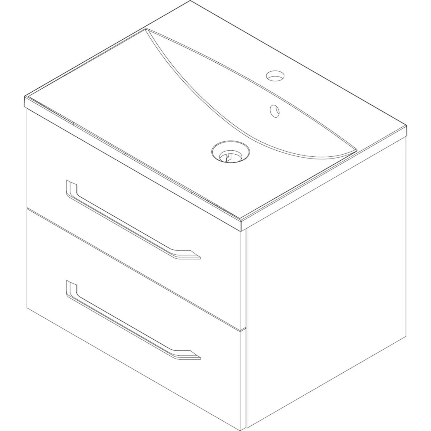 Fackelmann Waschtisch B.clever 60 cm Esche mit zwei Schubladen und chromfarbenen Griffen.