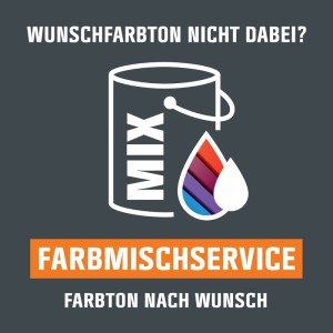 Symbolbild OBI Farbmischservice: Farbeimer mit Farbtropfen in Wunschfarben.