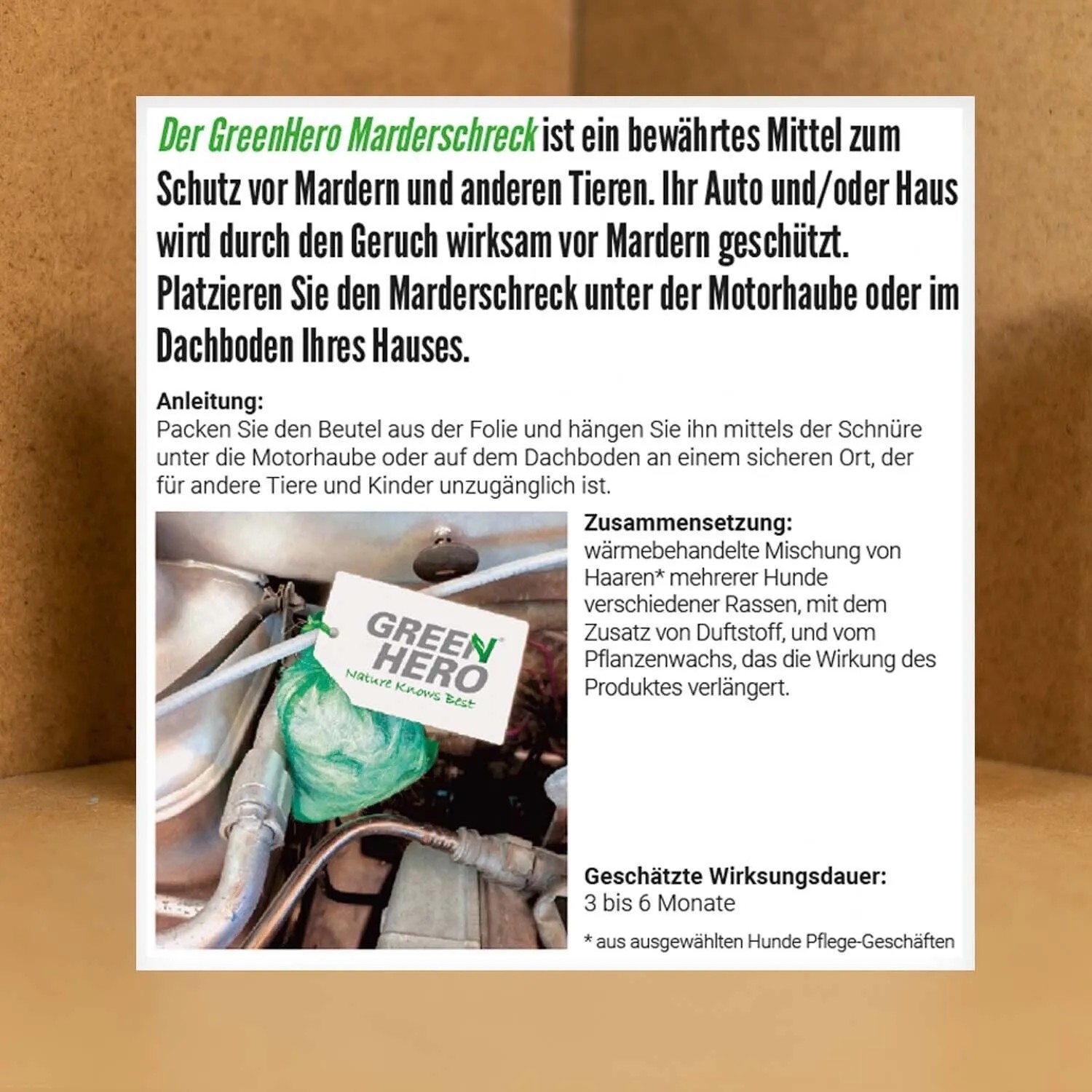 Greenhero Marderschreck Beutel zur Marderabwehr im Auto, Haus und Garage.