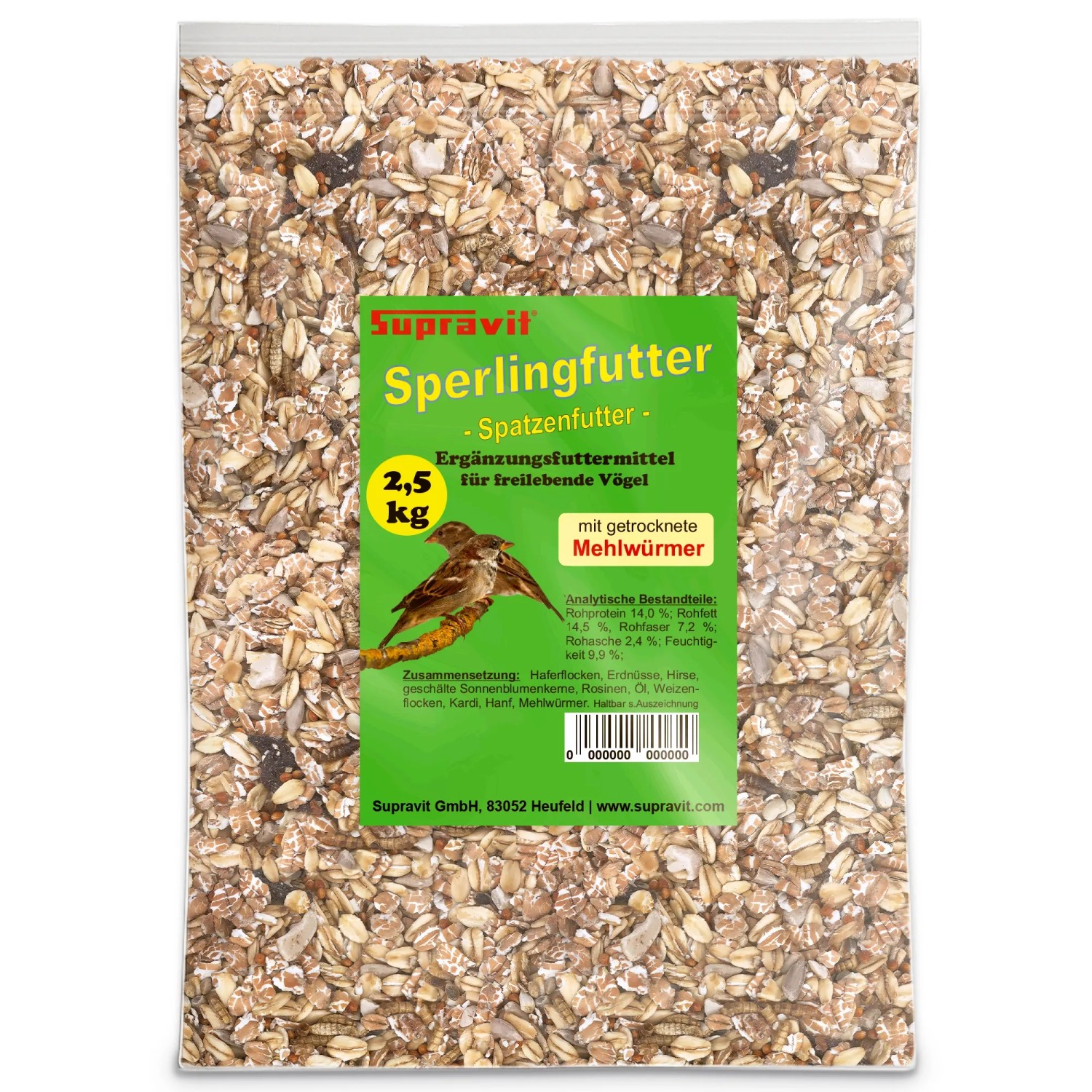 Image of Supravit Spatzenfutter und Sperlingsfutter Vogelfutter mit Mehlwürmern