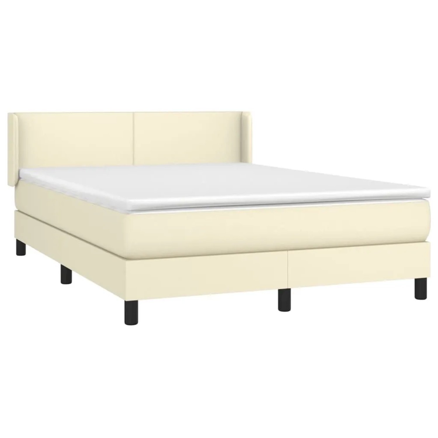 vidaXL Boxspringbett mit Matratze Creme 140x190 cm Kunstleder 3130657