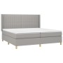 Hellgraues vidaXL Boxspringbett 200x200 cm mit Matratze und hohem Kopfteil.